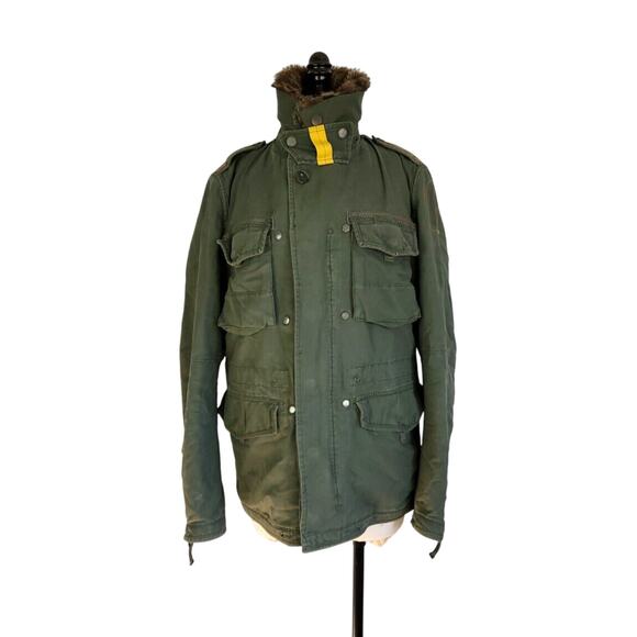 Vintage Parajumpers Jacket Coat Army Green Womans Small Flea Market Surplus